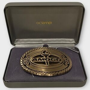 Vintage Amoco Belt Buckle Solid Brass 1981